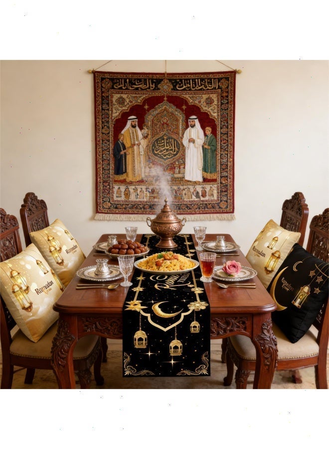 Topyich Ramadan Table Runner, Ramadan Decorations, Ramadan Pillow Covers, Ramadan Table Decoration with Table Runner and 4 PCS Decorative Pillow Covers - Image 5